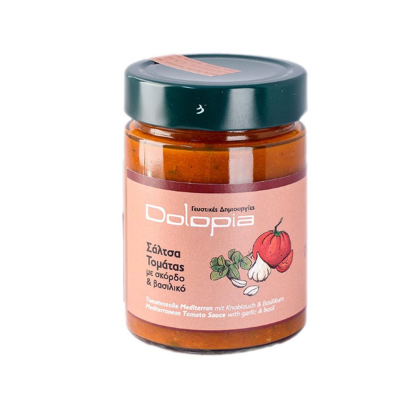 Pasta sauce. Tomato and basil italian and greek pasta sauces.