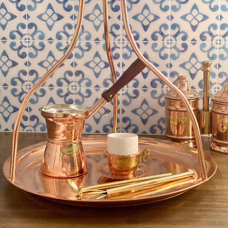 Copper briki. Coffee pot for Greek, turkish or arabic coffee. Coffee gift set.
