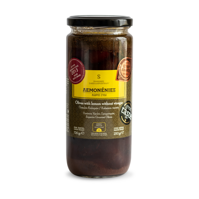 Lemonenies - Gourmet Organic Kalamata Olives With Lemons & No Vinegar - Organic olives hand-picked from organic olive groves in Sparta.Of natural fermentation, with no chemicals or pasteurisation