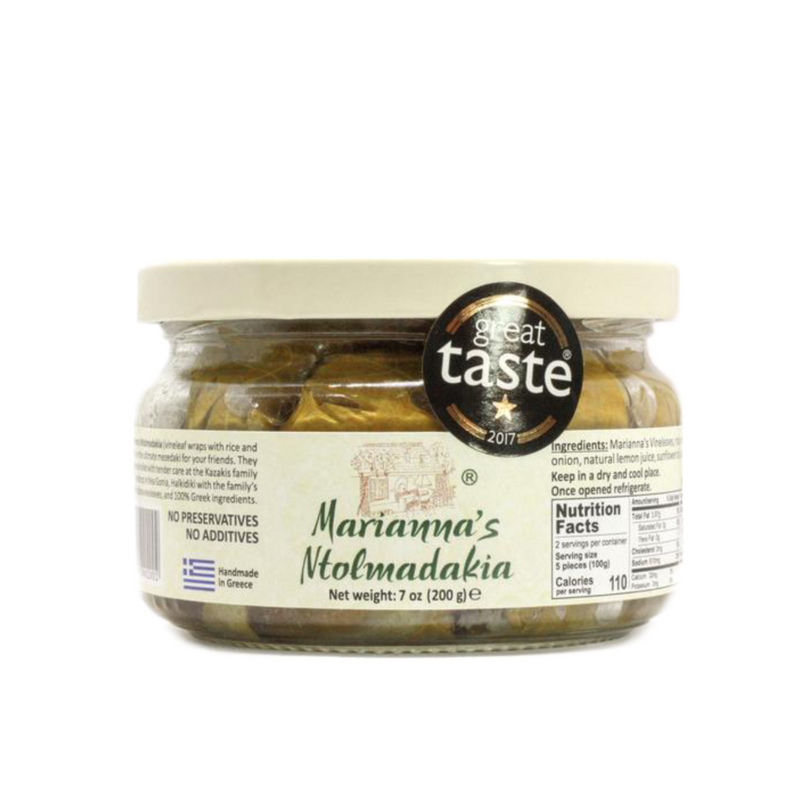 Homemade organic dolmades / dolmadakia - stuffed vine leaves by Grecian Purveyor. High quality Greek foods and products in Australia.