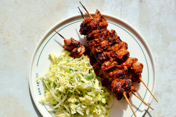 Made By Mandy’s BBQ Chicken Skewers with Pear and Cabbage Slaw Recipe
