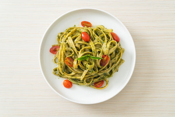 Mediterranean Tagliatelle with Sea Fennel Pesto and Tomatoes recipe