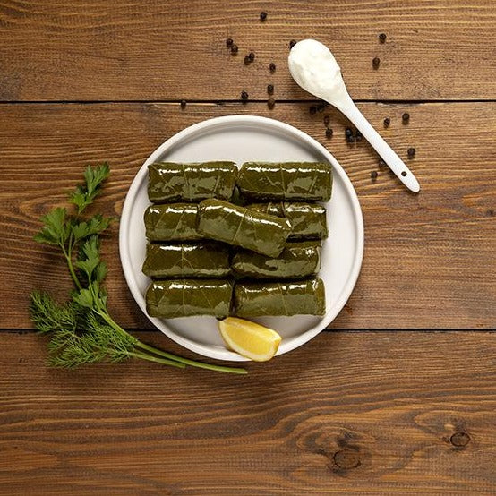 Greek dolmades, stuffed vine leaves, is a vegan healthy dish and ready to eat. Buy now online for free delivery to Melbourne, Sydney, Perth, Adelaide, Brisbane and Tasmania.