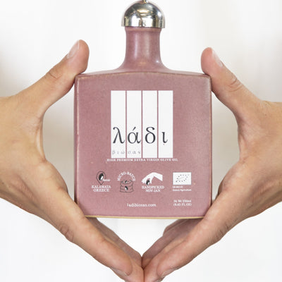 Ceramic Pink Bottle - Organic Ultra Premium First Harvest Extra Virgin Olive Oil - Ladi Biosas