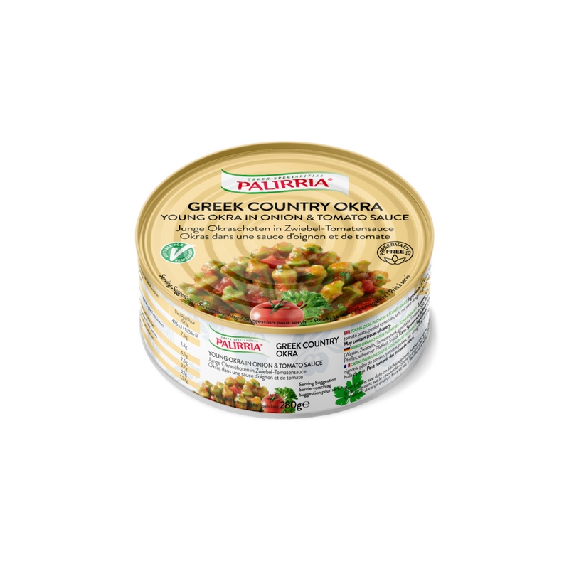 Greek baby okra in tomato sauce with natural ingredients. A healthy and vegan meal ready to eat. Buy now and online in Sydney, Melbourne, Adelaide, Perth, Brisbane and anywhere in Australia.