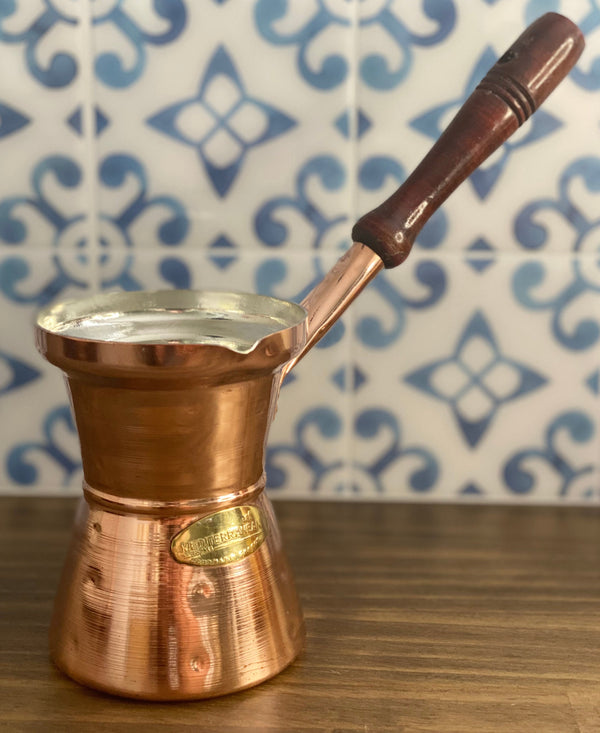 Copper briki. Coffee pot for Greek, turkish  or arabic coffee. Coffee gift set.
