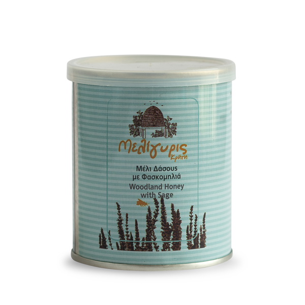 Meligyris Cretan Woodland Raw Sage Honey - Light in colour, heavy bodied, with a mild & delightful flavour & elegant floral aftertaste.Pure, unfiltered, cold-pressed raw honey full of nutritional benefits 