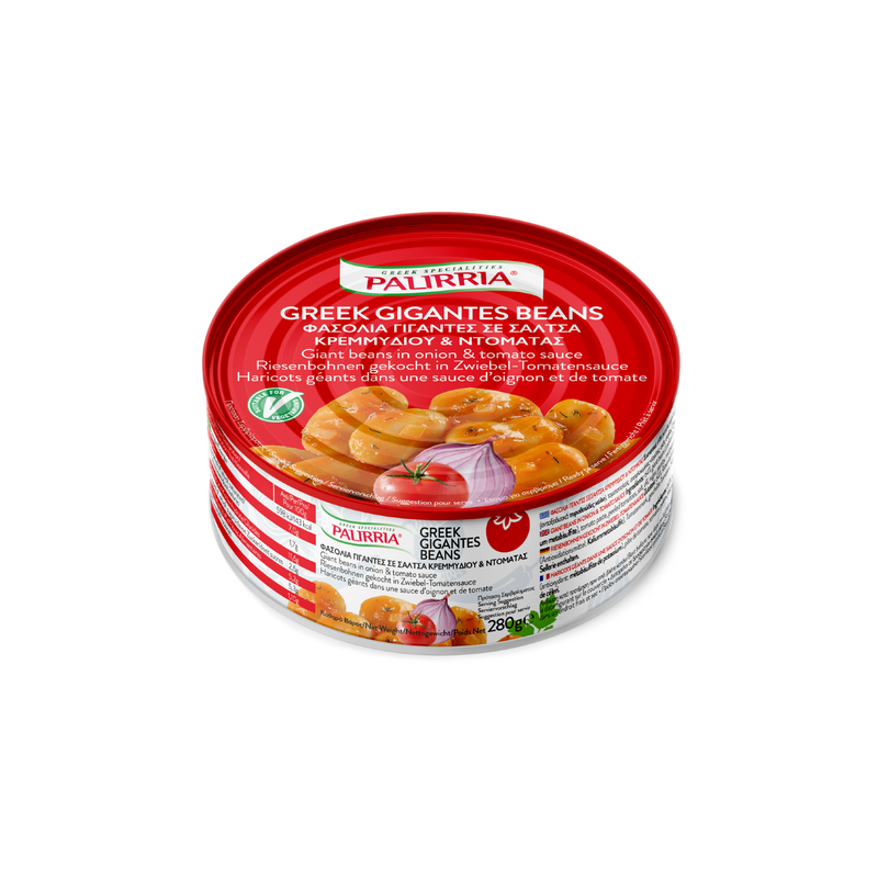 Greek gigantes, giant beans in rich tomato sauce and ready to eat vegan meal. Buy now in Sydney, Melbourne, Adelaide, Brisbane and Perth for free delivery in Australia.