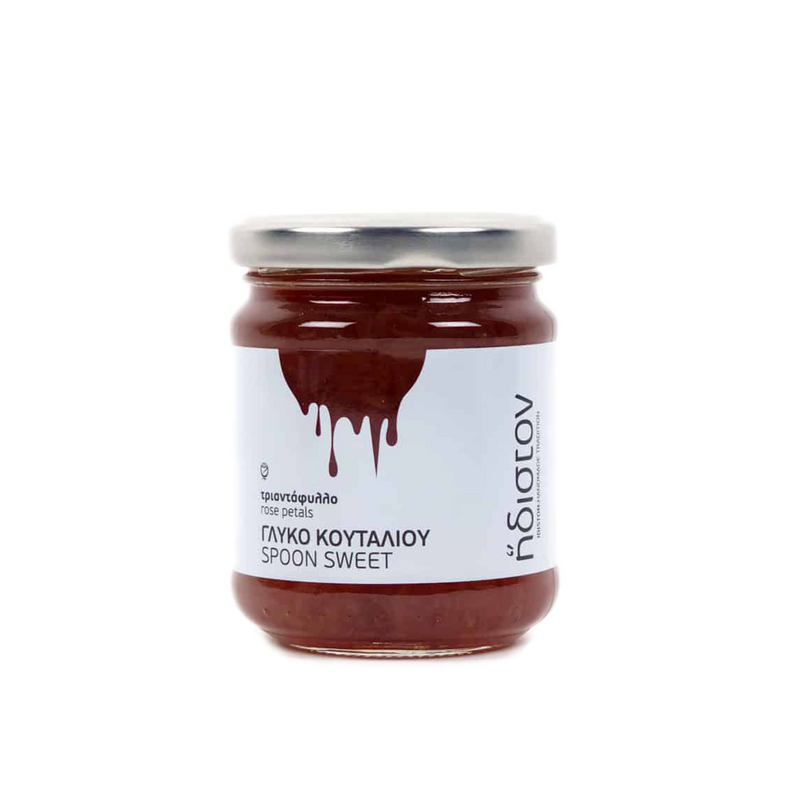 Rose petals preserve/ spoon sweet fruit preserve from Greece by food artisan and high quality products by Grecian Purveyor in Australia.