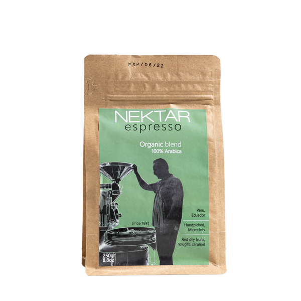 Certified organic espresso coffee from micro batch peru farms and in biodegradable packaging. grecian purveyor, gourmet grocer in sydney australia.