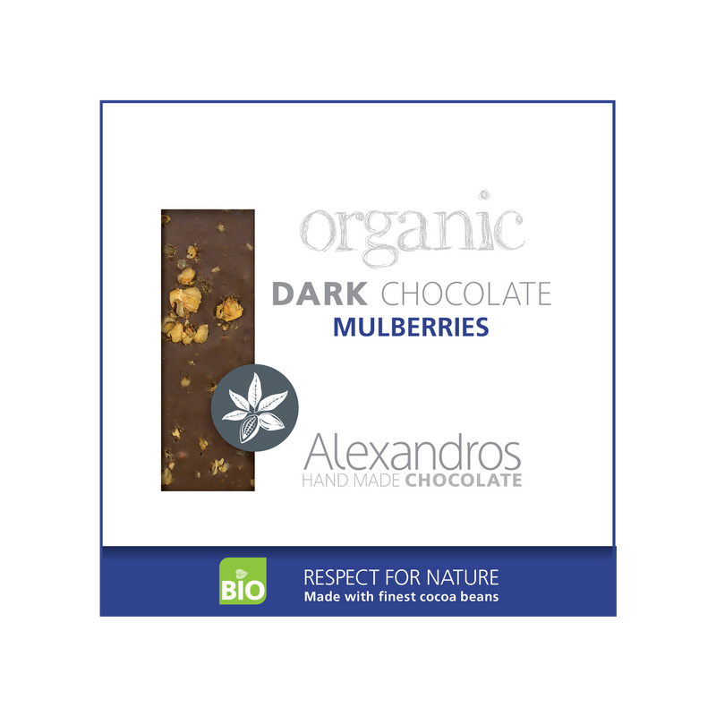 Organic Handmade Dark Chocolate 70% Mulberries and Bergamot