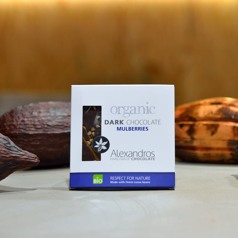 Organic Handmade Dark Chocolate 70% Mulberries and Bergamot