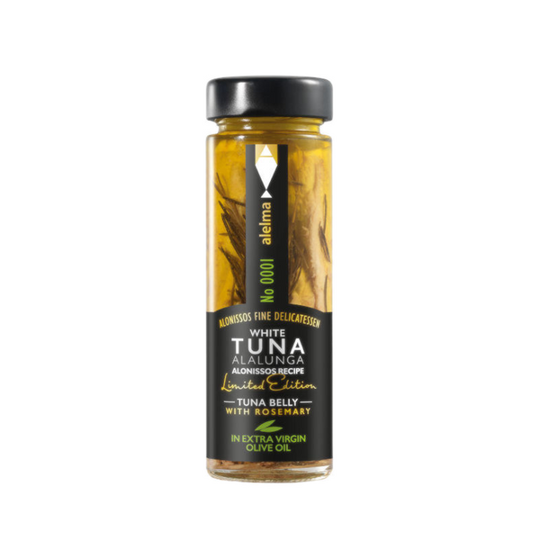 Premium tuna belly with extra virgin olive oil and fresh rosemary. Buy tuna belly from Mediterranean sea online in Australia.