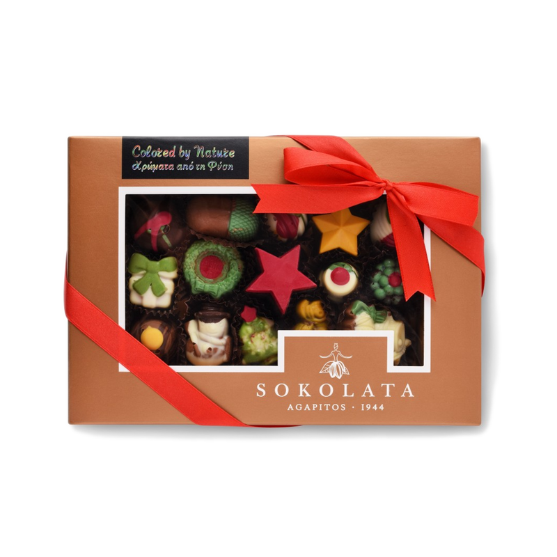 Delicious milk and dark chocolate Christmas pralines that are painted by hand from artisan chocolatier, Agapitos in Greece and presented in a stunning gift box. Buy Greek chocolates and Greek sweets online for delivery to your door anywhere in Australia.